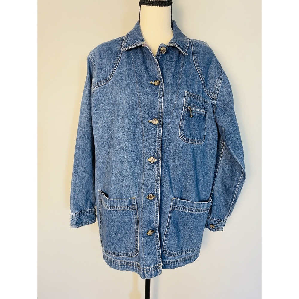 VTG Cabin Creek Denim Long Sleeve Jacket/Shacket. Size Small. Western. Utility.
